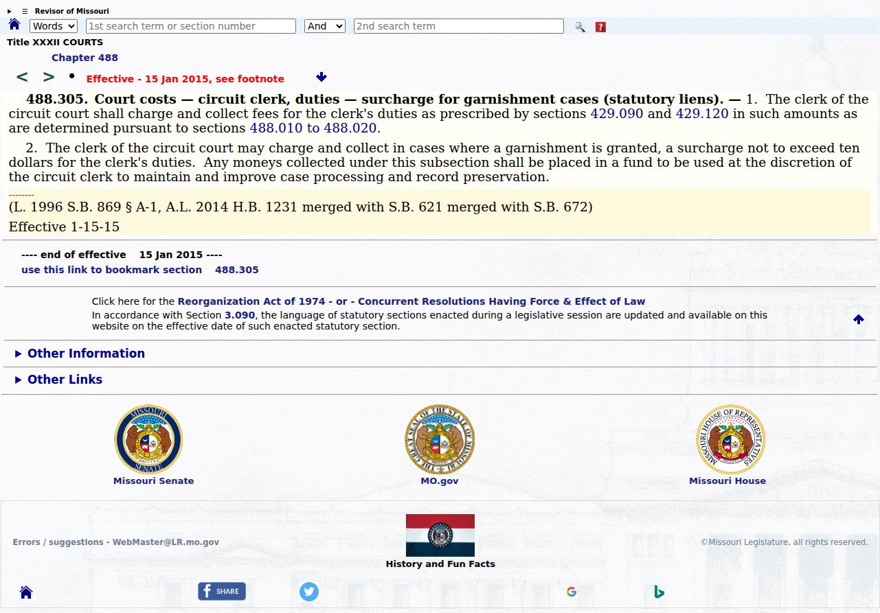 Wayne County civil docket source image for Missouri circuit clerk fee law