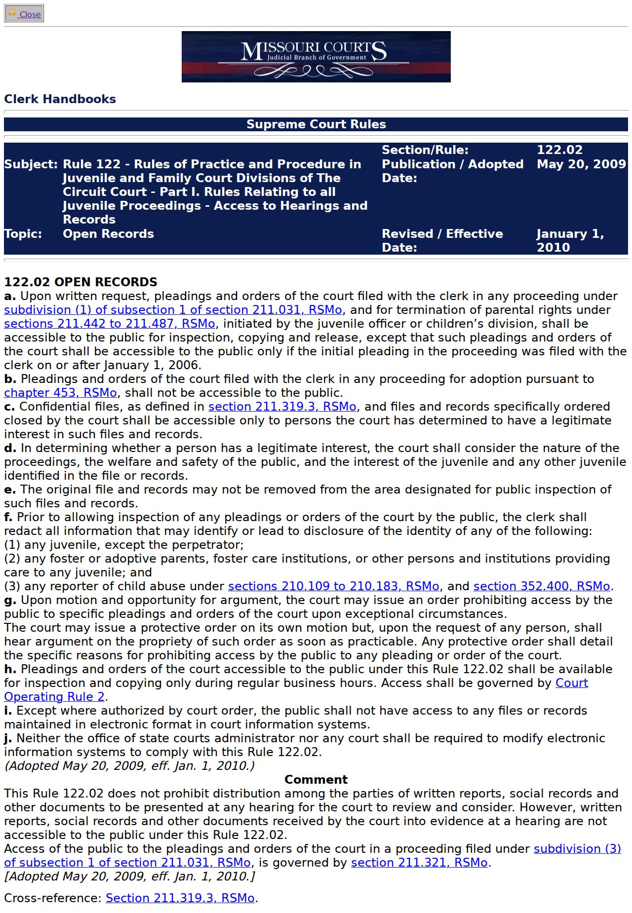 Wayne County criminal docket source image for Missouri juvenile access rule