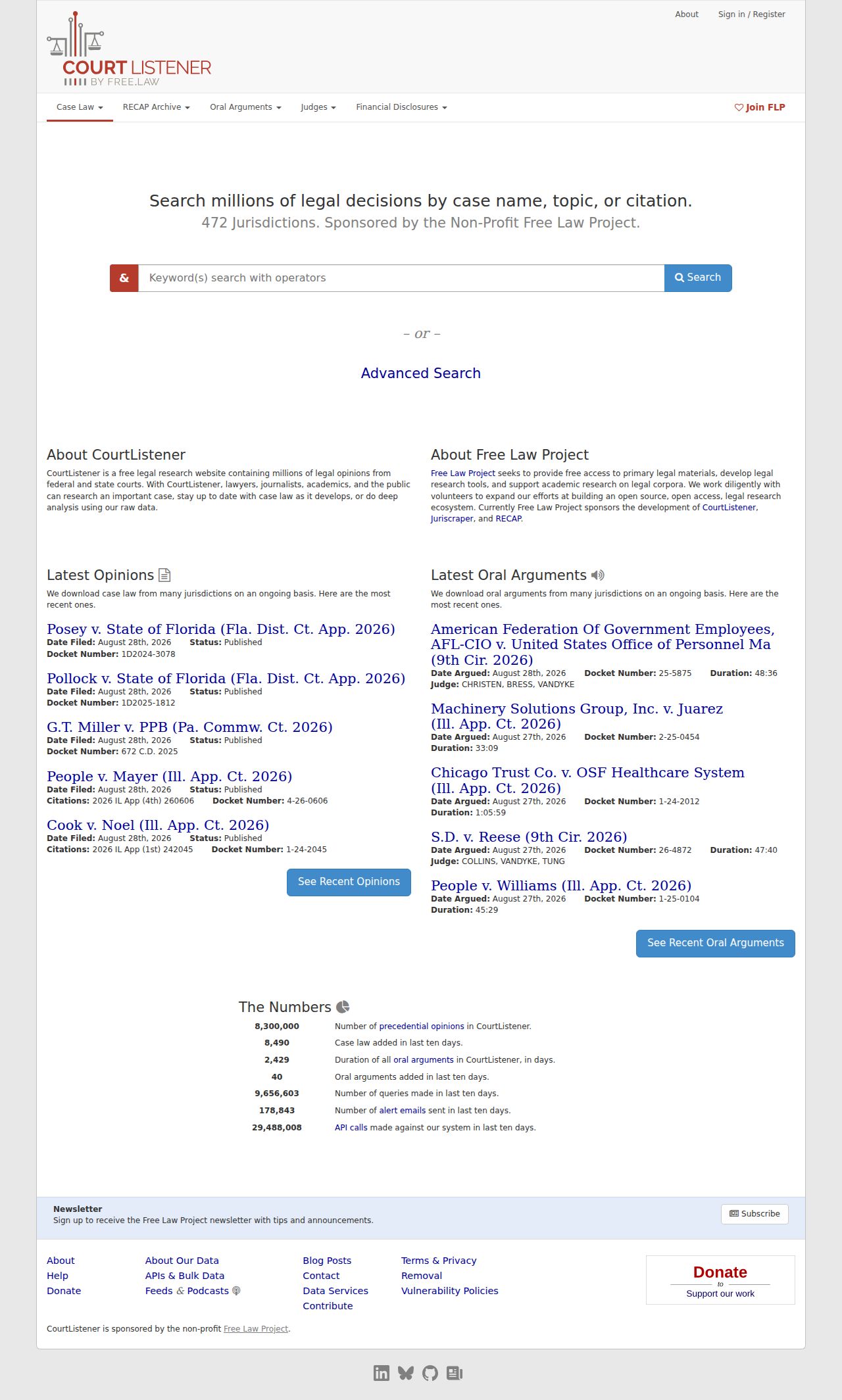 Mill Spring court records source showing CourtListener federal court research