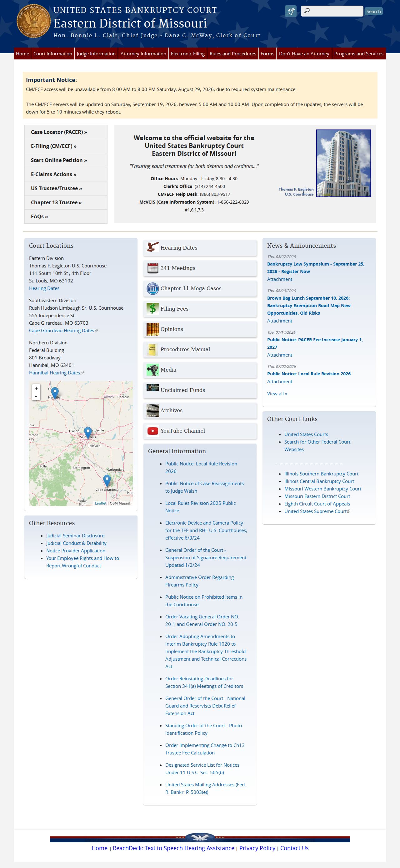 Mill Spring court records source showing Eastern District of Missouri Bankruptcy Court