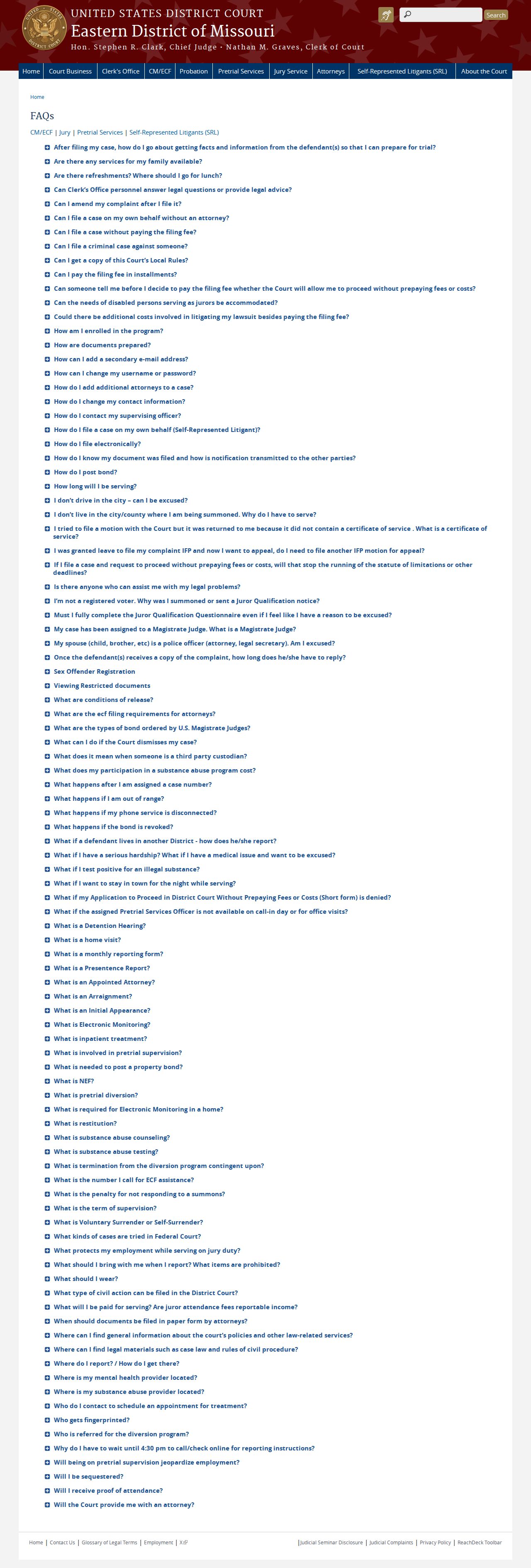 Williamsville court records source showing Eastern District of Missouri FAQs